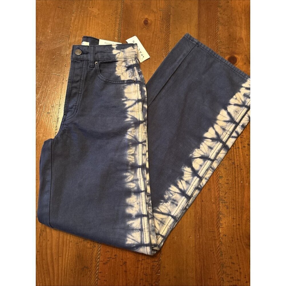 pacsun jeans women Size 23 Blue Camo Strip  Baggy Wide Leg Festival Button Front